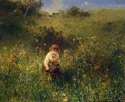 Ludwig Knaus Girl in a Field Spain oil painting artist